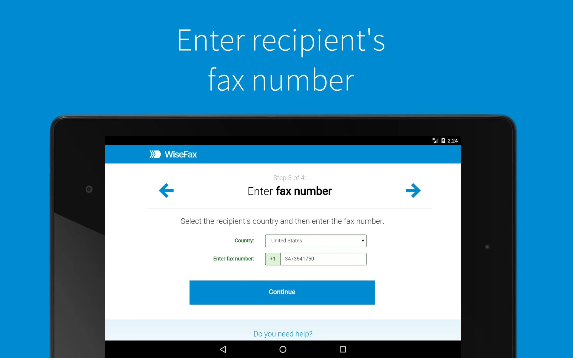 Send fax with WiseFax screenshot
