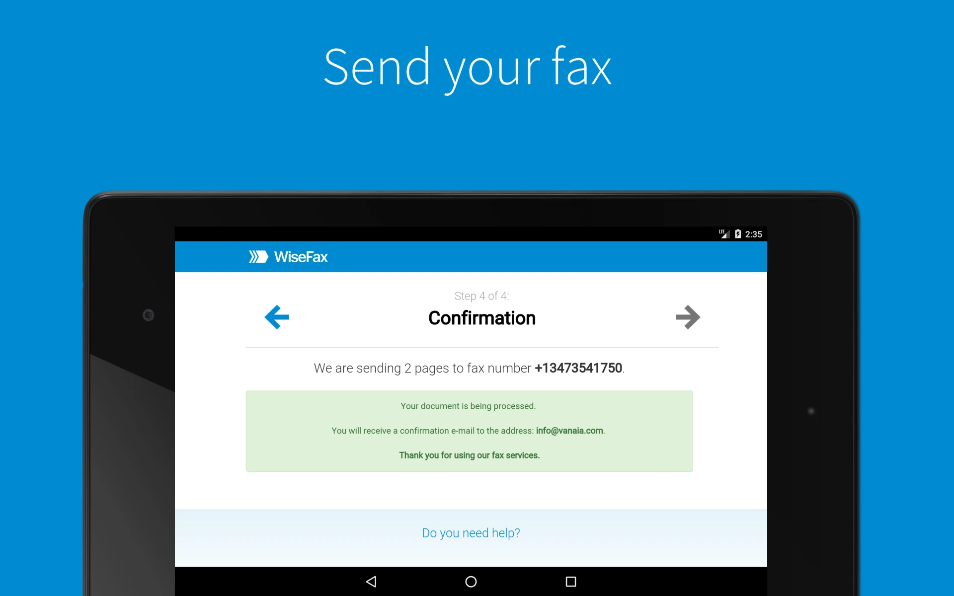 Send fax with WiseFax screenshot
