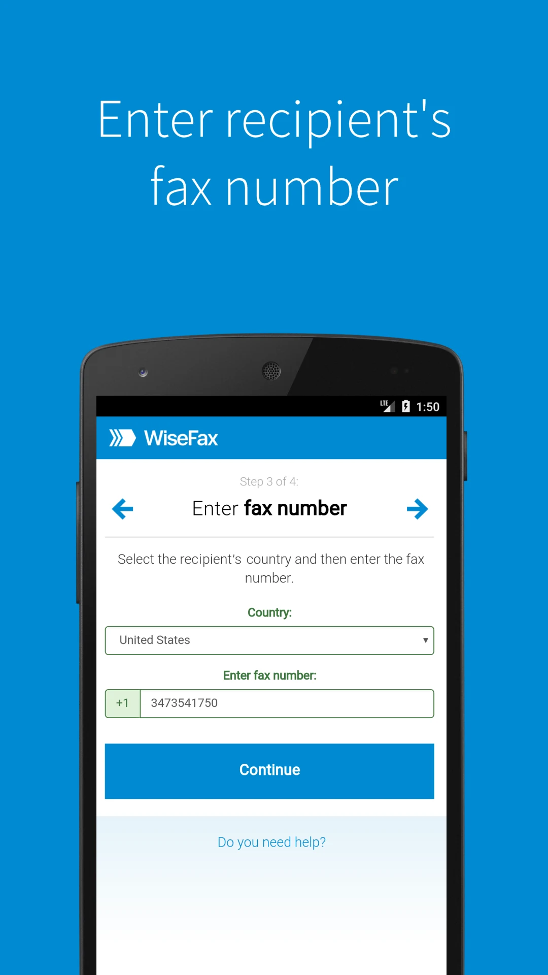 Send fax with WiseFax screenshot