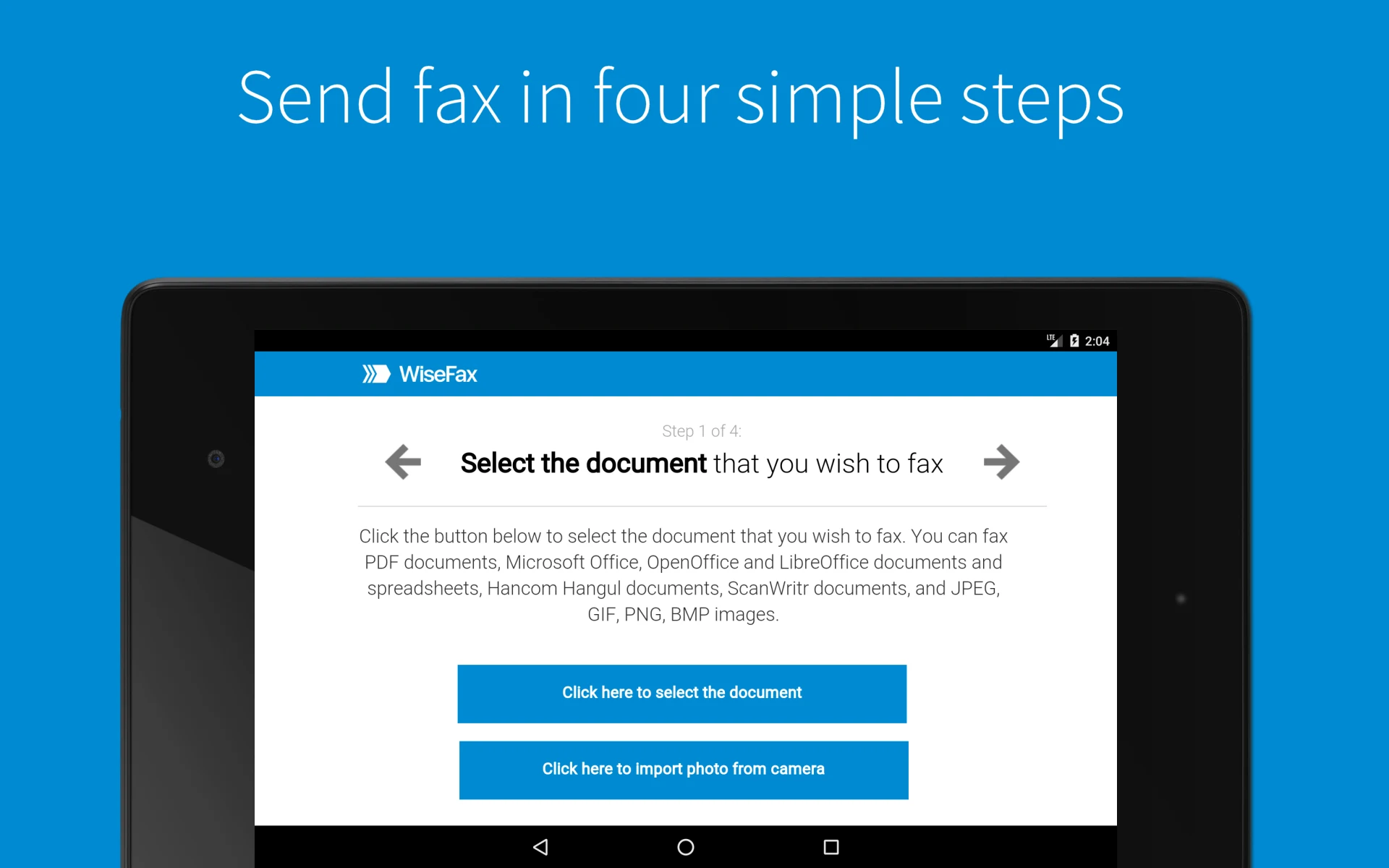 Send fax with WiseFax screenshot